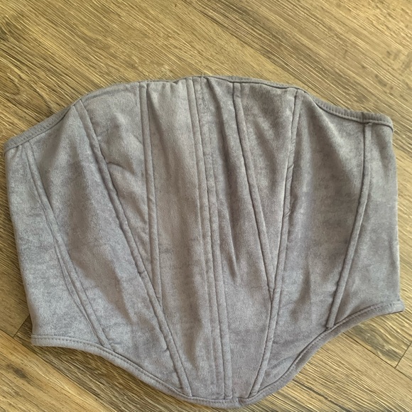 Grey Suede Corset Top & Leggings Set - Picture 7 of 9